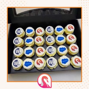 Cupcakes with the logos for Swan & Windowline
